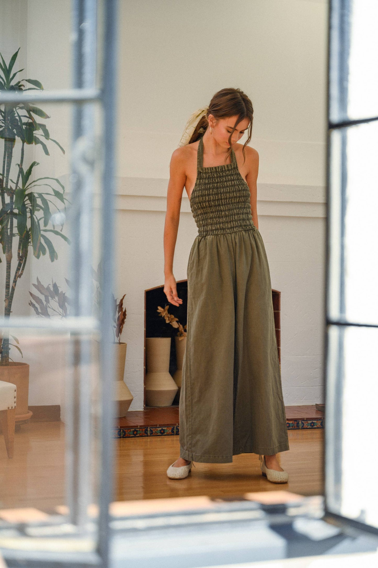 Olive Green Halter Jumpsuit