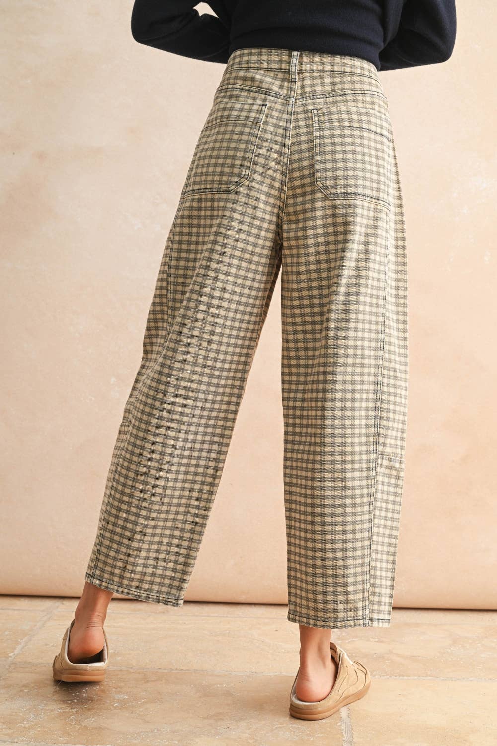 The Chestnut Check Barrel Pants