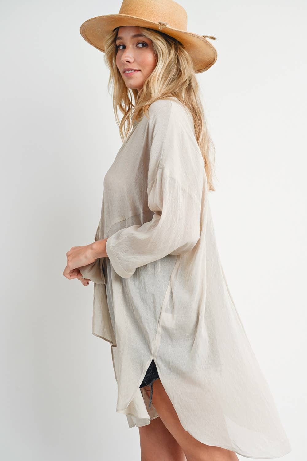 TIE-FRONT TUNIC SHIRT