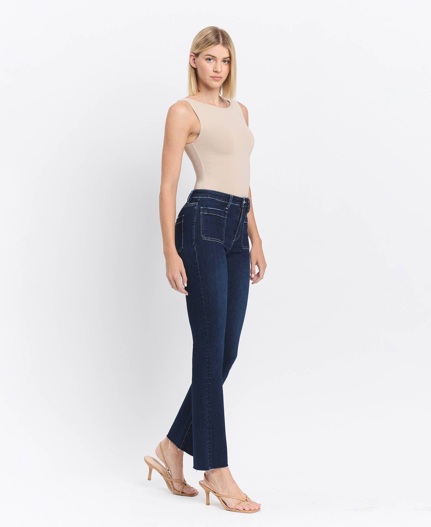 HIGH RISE MINI BOOTCUT JEANS