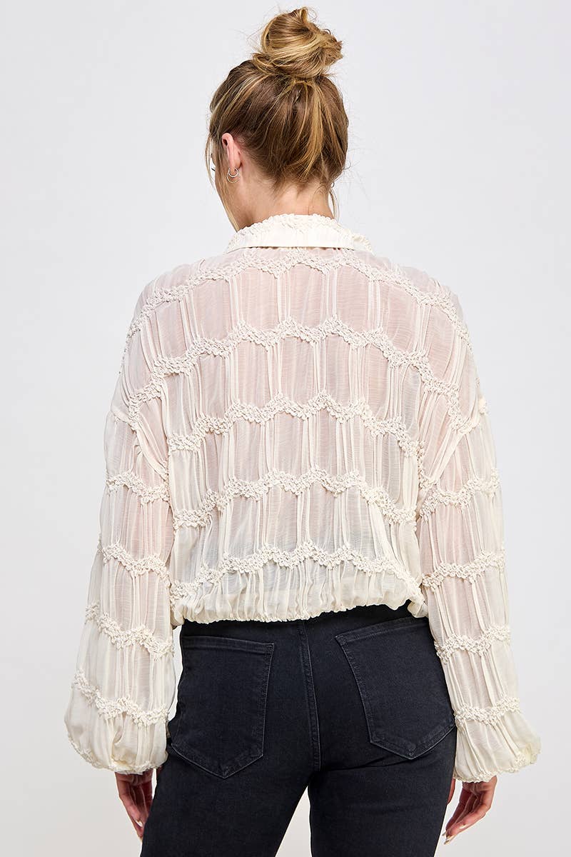 Romantic Sheer Chevron Blouse