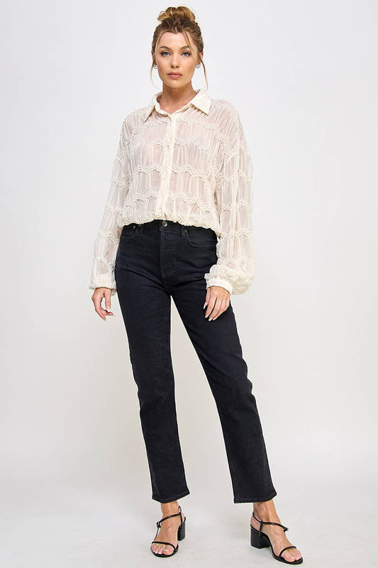 Romantic Sheer Chevron Blouse