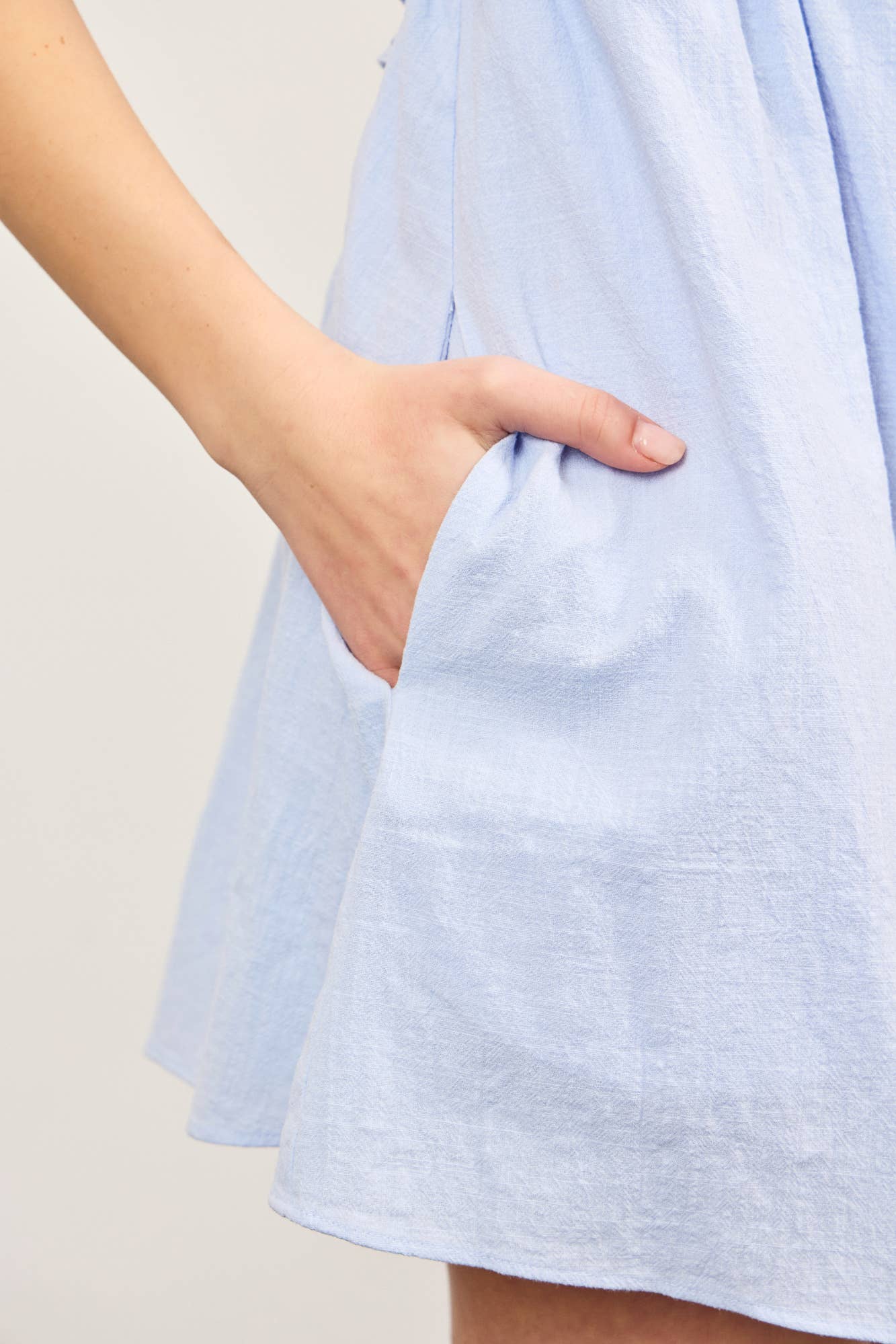 The Petal Whisper Romper – Chambray