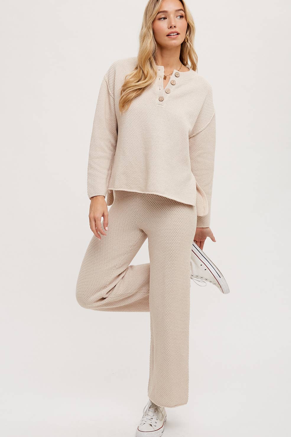 TEXTURED KNIT TOP & PANTS SET