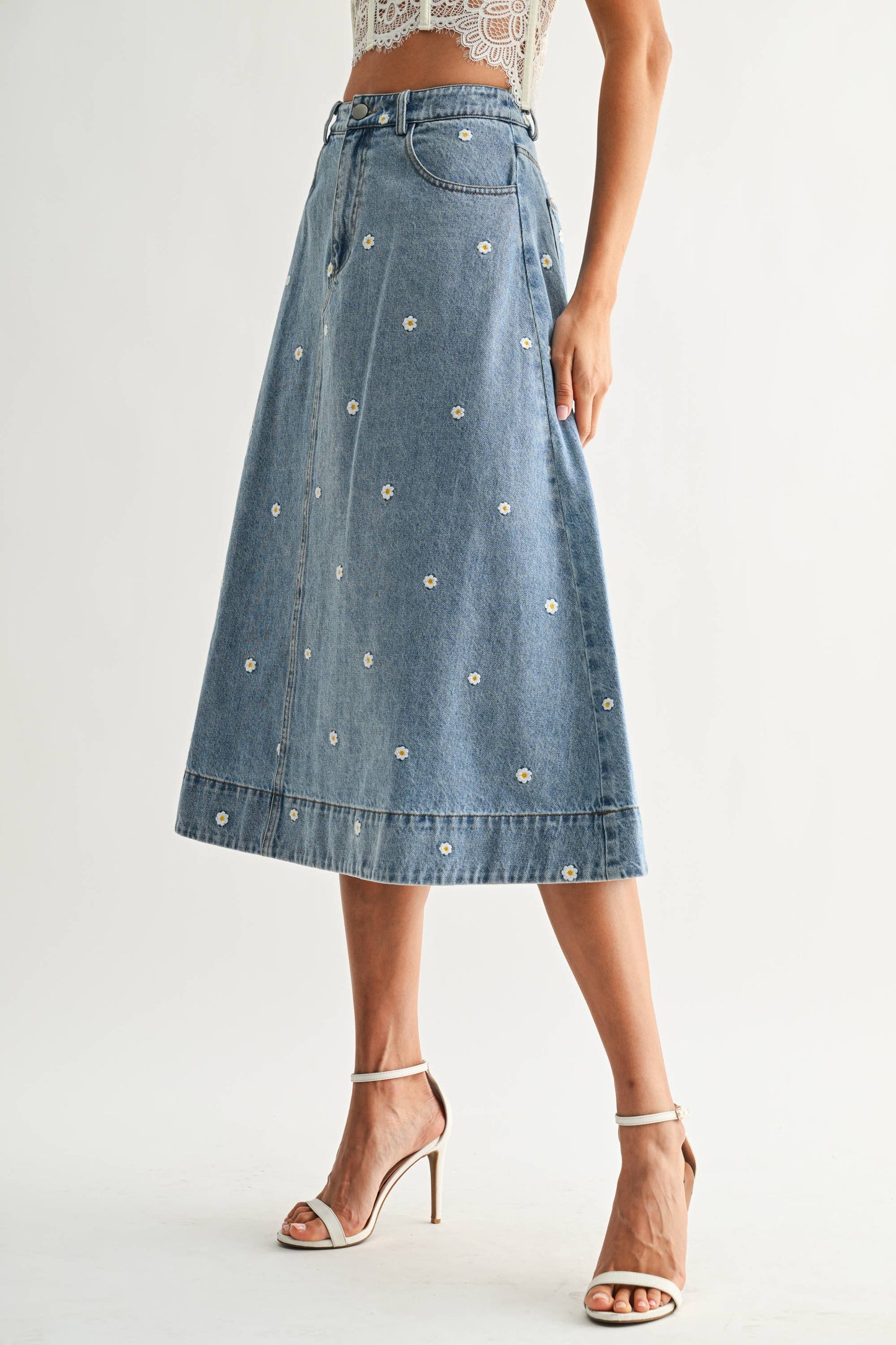 The Blue Magnolia Midi Skirt