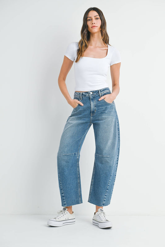 The Contrast Barrel Jeans