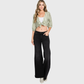 HIGH RISE BLACK WASHED WIDE LEG FLARE JEANS
