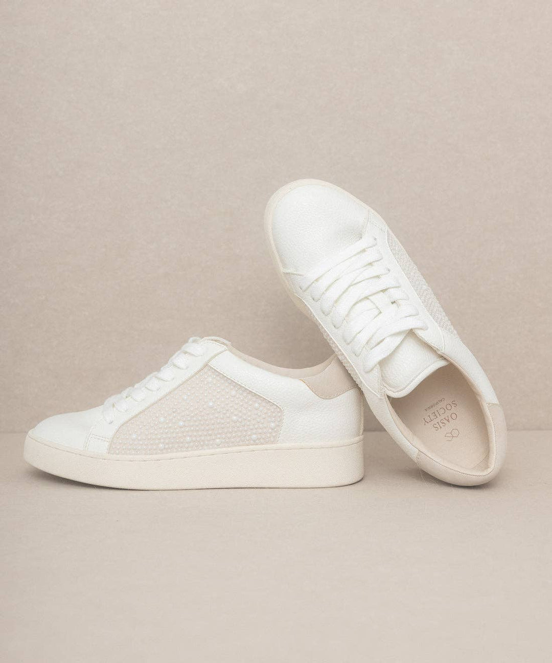 Pearl Studded Paneled Sneaker