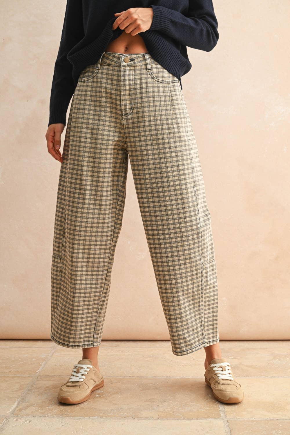 The Chestnut Check Barrel Pants