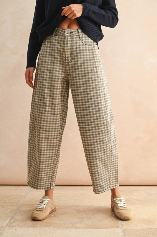 The Chestnut Check Barrel Pants