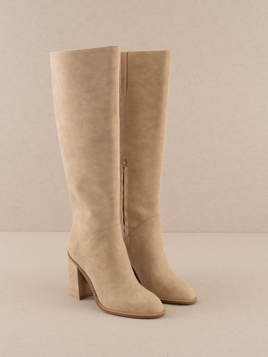 The Shiloh | Khaki Knee High Block Heel Boot