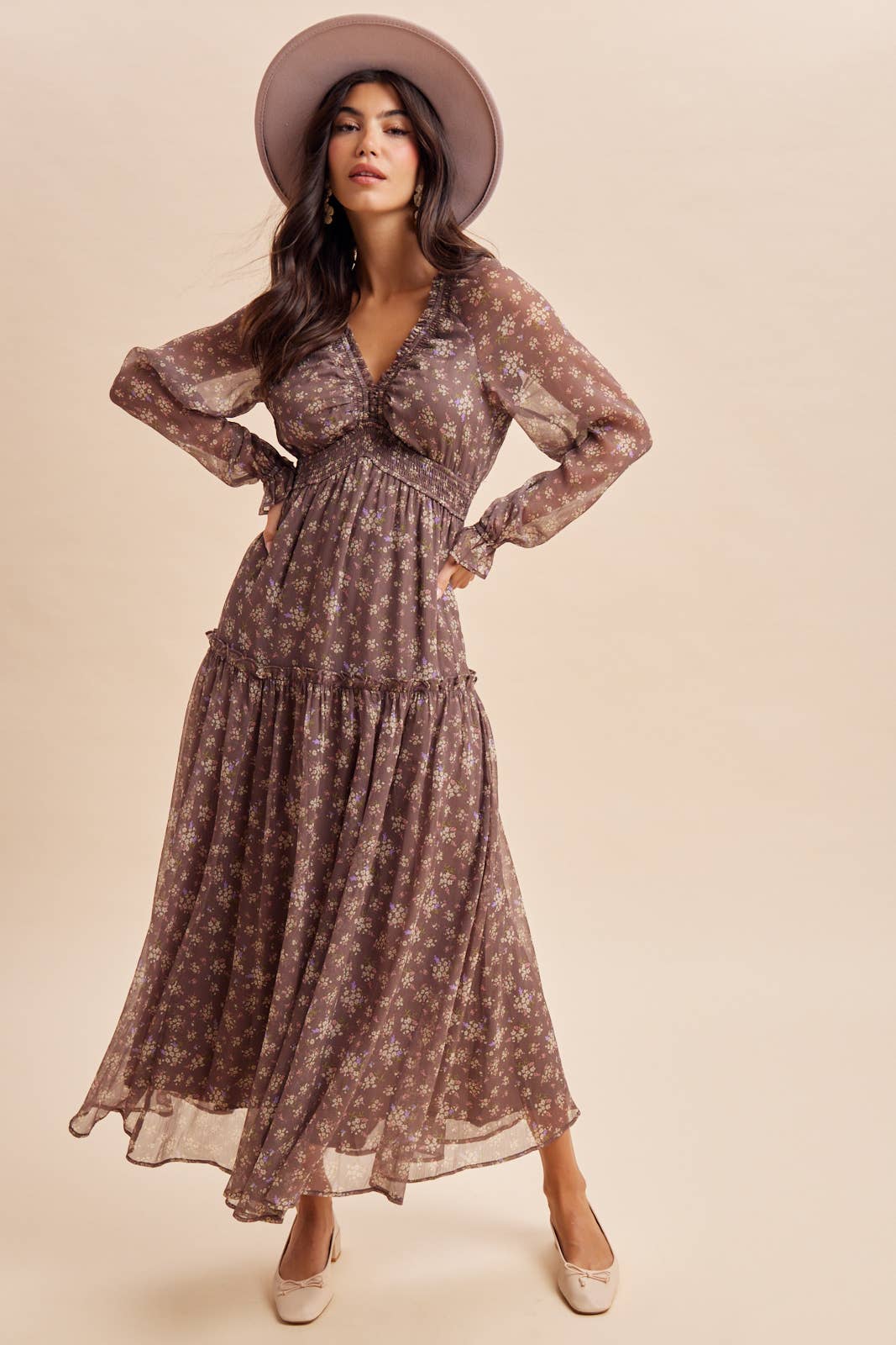 The Rosalie Floral Maxi — Chestnut