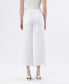 WHITE HIGH RISE UNEVEN RAW HEM CROP WIDE JEANS