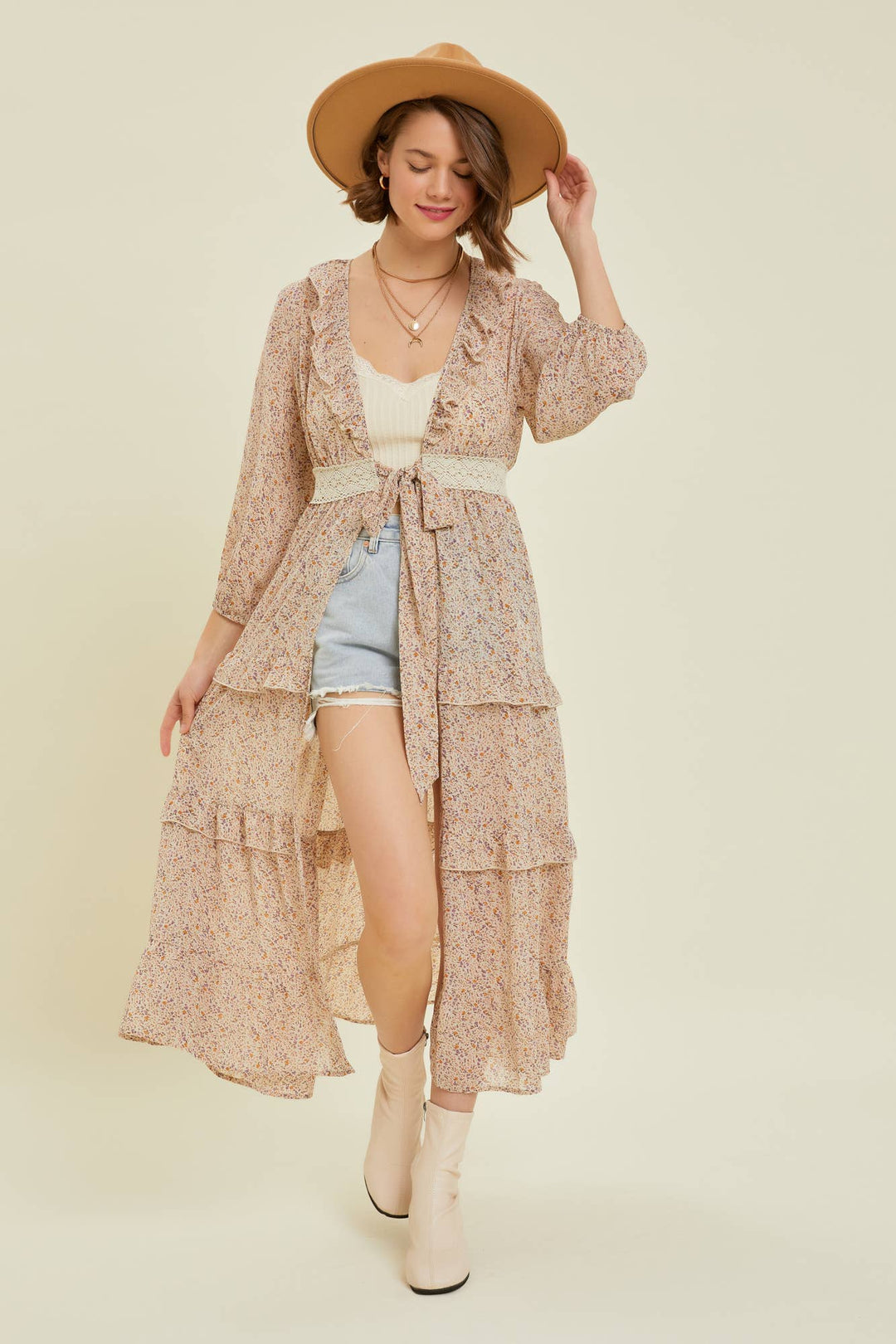 BOHO WESTERN MAXI OPEN-FRONT KIMONO