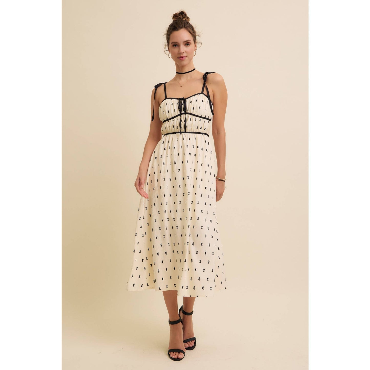 Bow-Printed Midi Dress