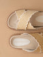 The Fabby | Beige Double Strap Raffia Slide