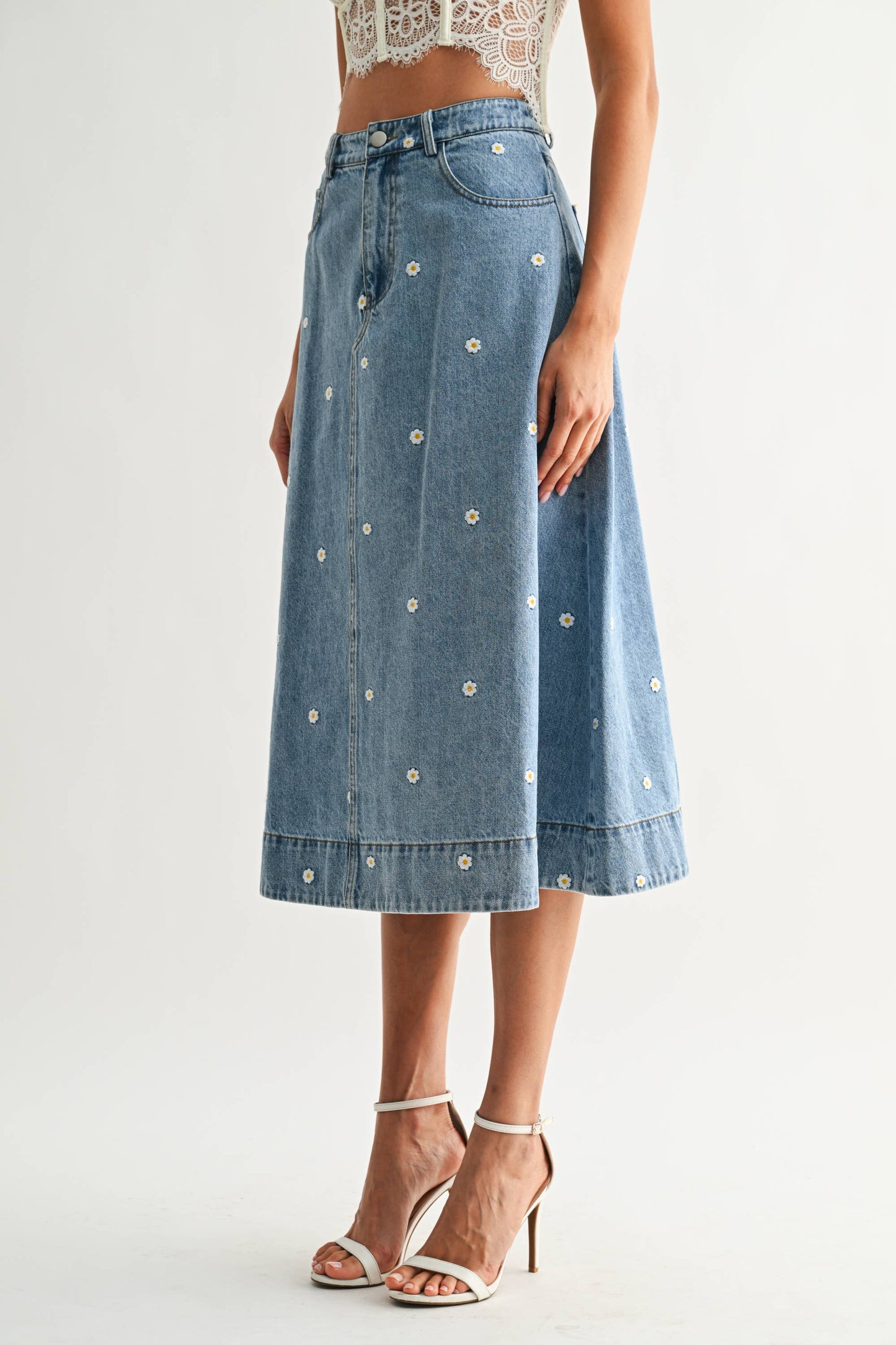 The Blue Magnolia Midi Skirt