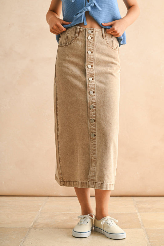 The Washed Button Skirt