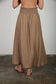 Blu Pepper - SMOCKED WAIST RUFFLE DETAIL BUTTON DOWN MIDI SKIRT: NATURAL