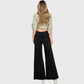HIGH RISE BLACK WASHED WIDE LEG FLARE JEANS