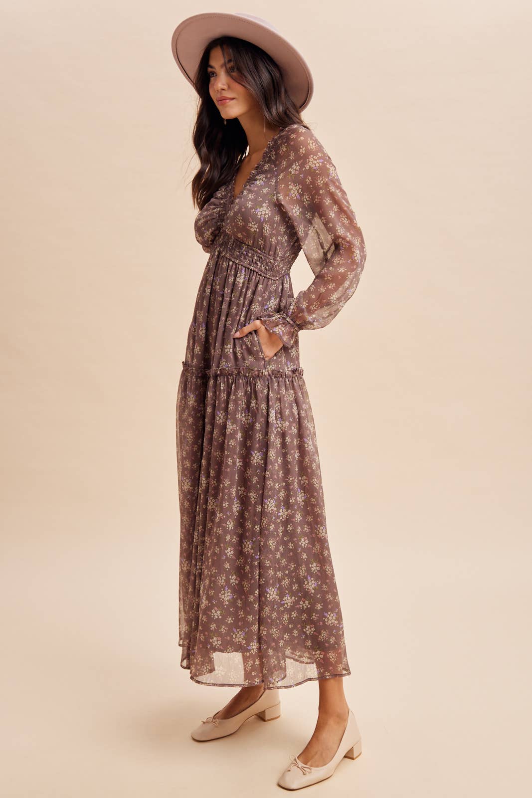 The Rosalie Floral Maxi — Chestnut