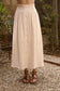Blu Pepper - SMOCKED WAIST RUFFLE DETAIL BUTTON DOWN MIDI SKIRT: NATURAL