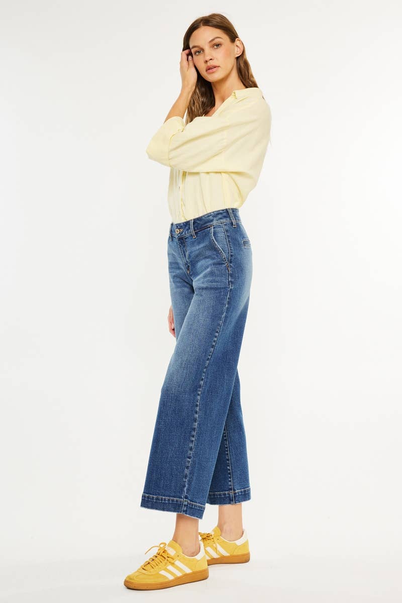 PETITE  MID RISE TROUSER WIDE LEG