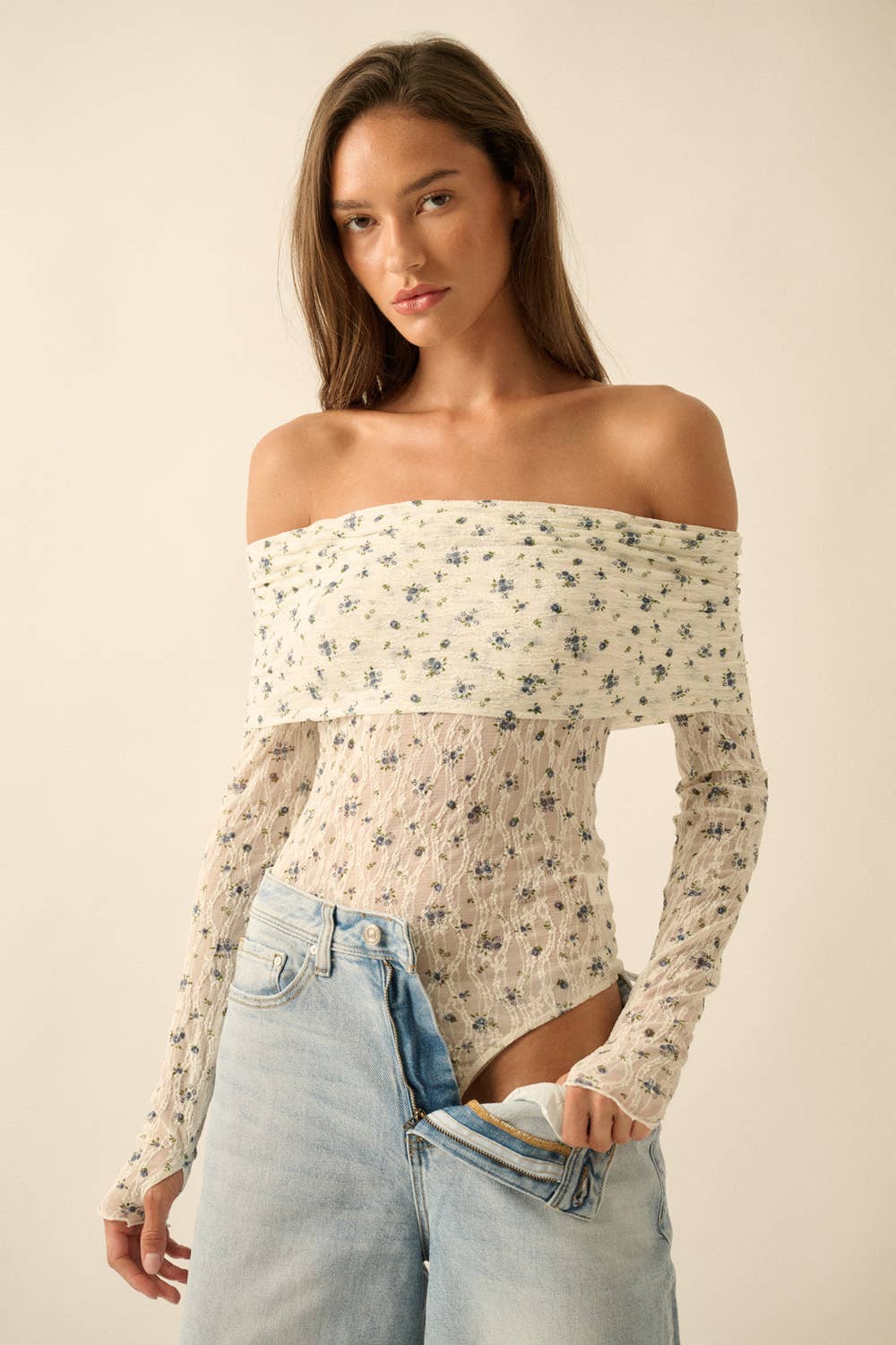 The Petal Whisper Lace Bodysuit
