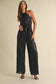 Feather Sequin Halter Jumpsuit