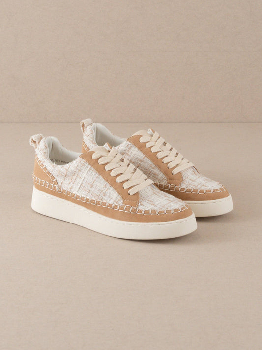 The Janie | Camel Tweed Wrapped Low Tops