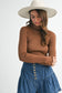 The Camille Mock Neck — Caramel