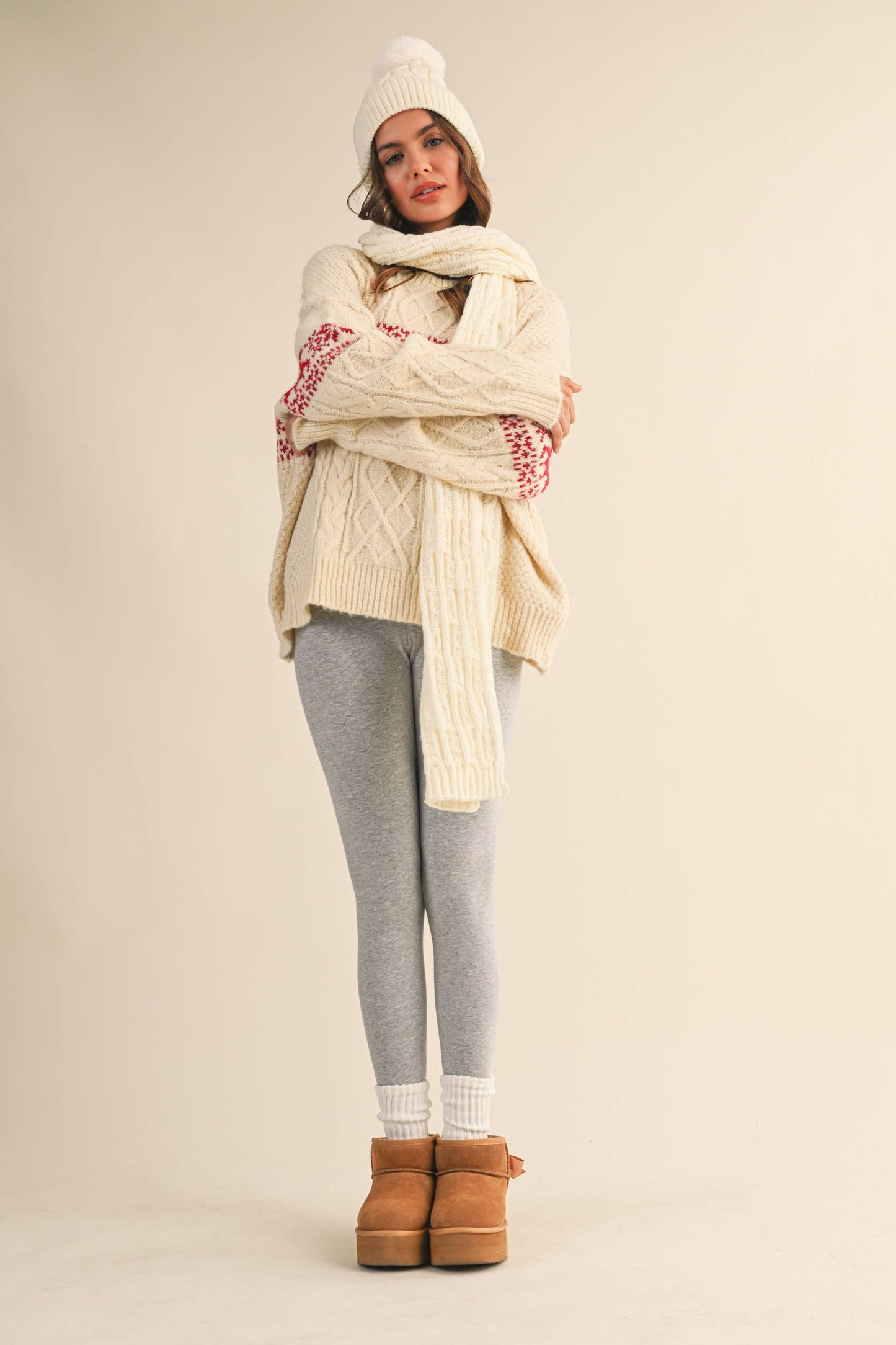 Nordic Holiday Cable Knit Sweater Top