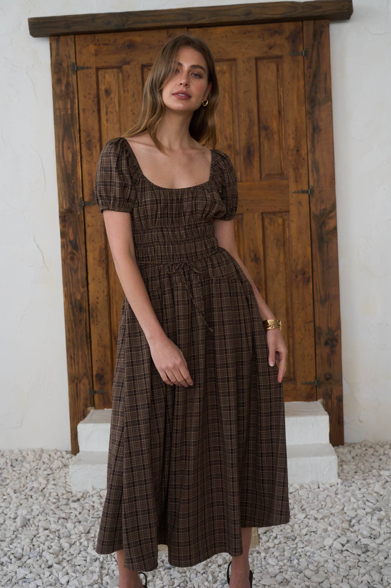 The Clara Plaid Midi Dress