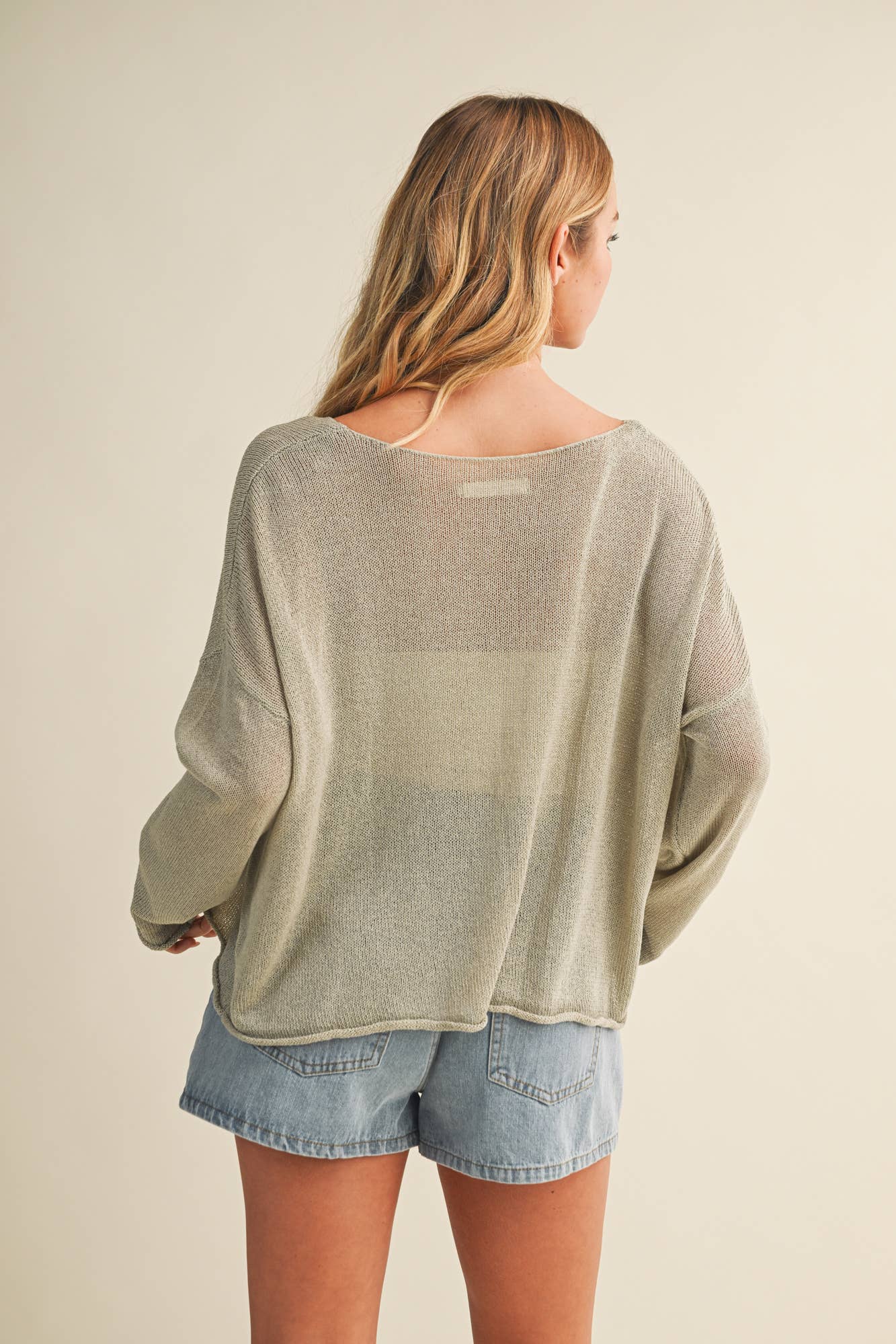 Mustard Seed - Sheer Knit Dropped Shoulder Pullover
: Black / L
