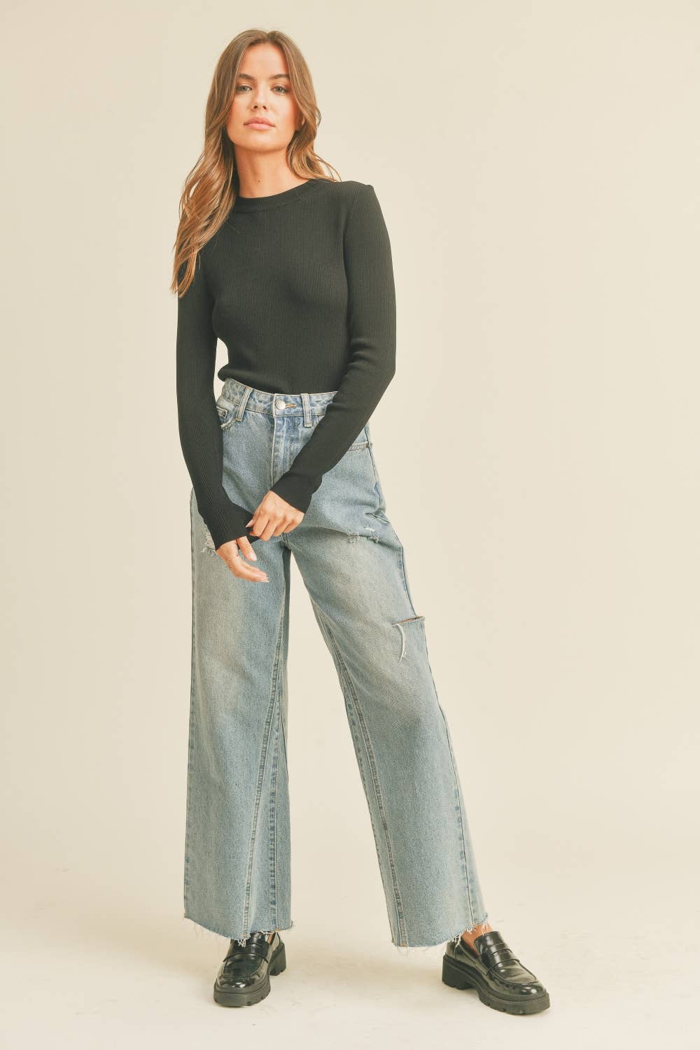 The Claire Ribbed Knit — Black