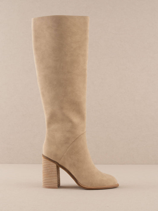 The Shiloh | Khaki Knee High Block Heel Boot