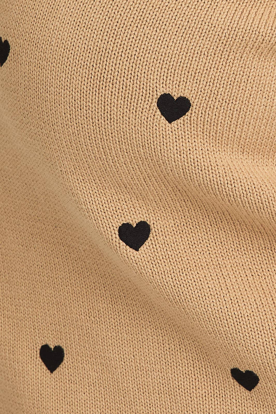 PLUS PUFF SHORT SLEEVE "HEART" EMBROIDERED SWEATER