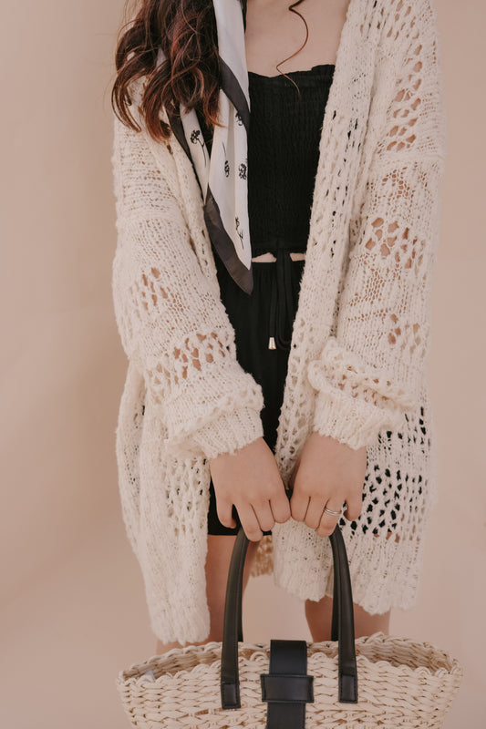 OPEN KNIT LONG LINED CARDIGAN