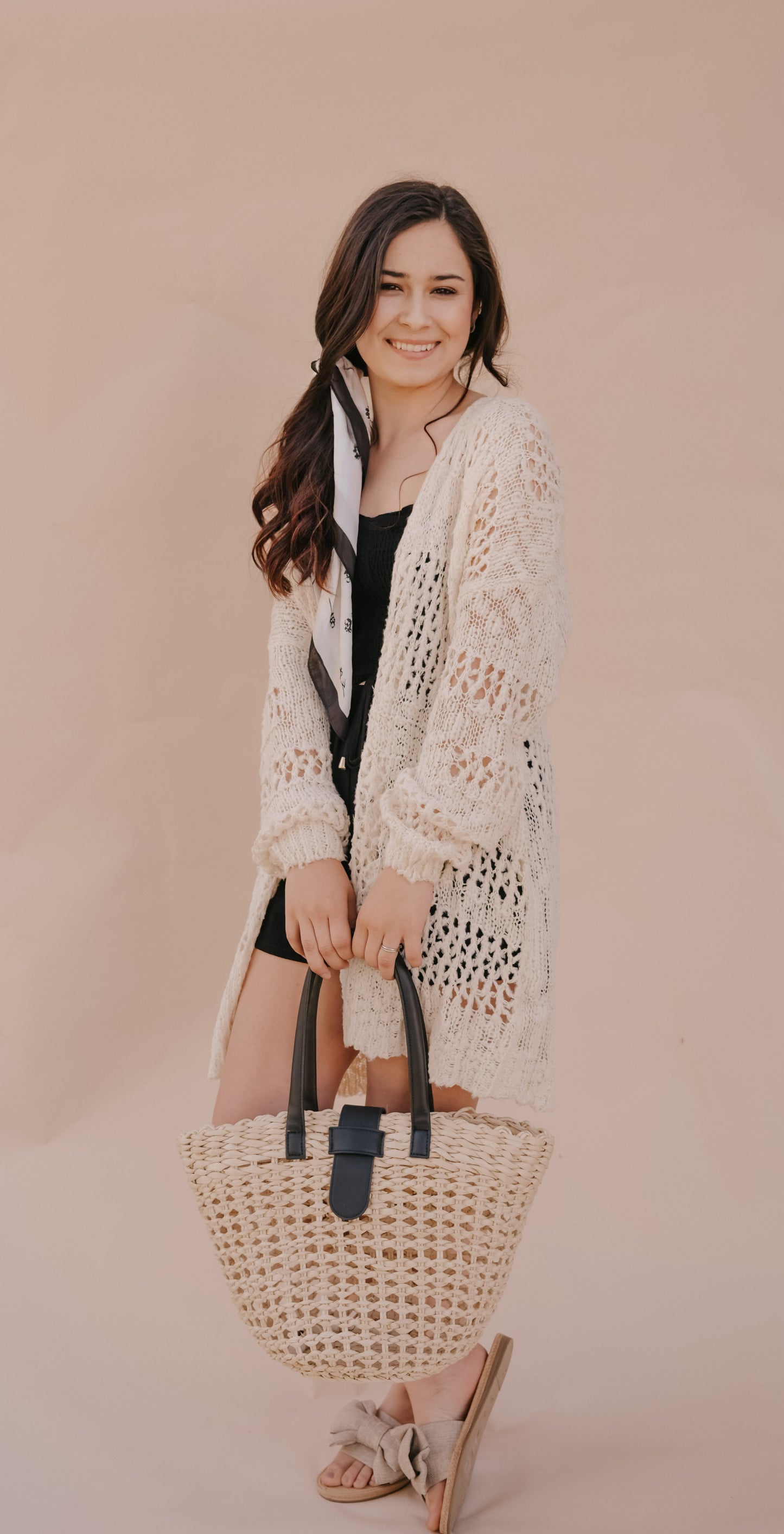 OPEN KNIT LONG LINED CARDIGAN