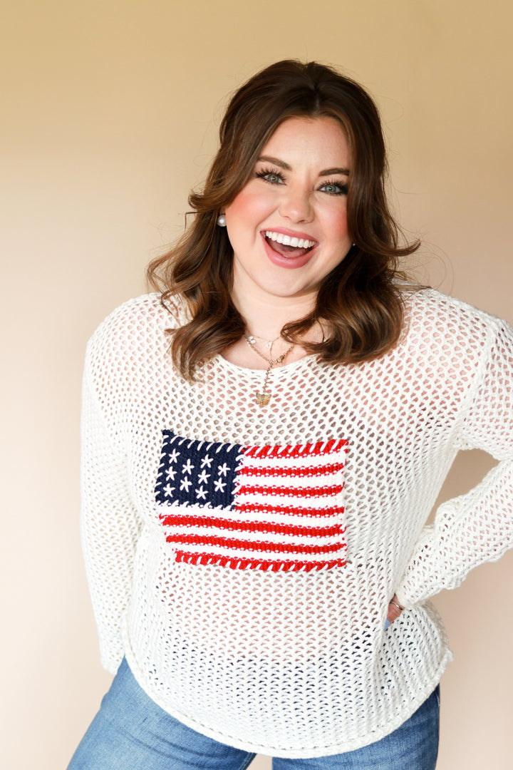 Hand Stitched American Flag Knit Sweater