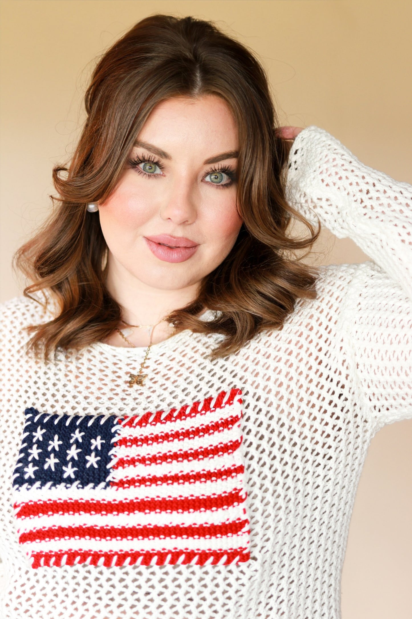 Hand Stitched American Flag Knit Sweater