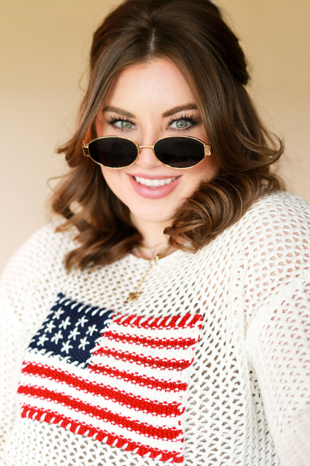 Hand Stitched American Flag Knit Sweater