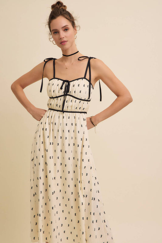 Bow-Printed Midi Dress