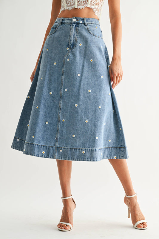 The Blue Magnolia Midi Skirt