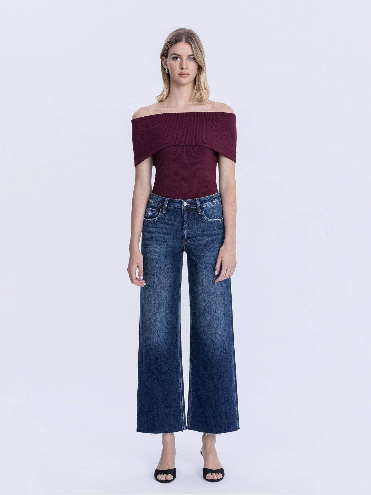 TUMMY CONTROL SUPER HIGH RISE WIDE LEG JEANS