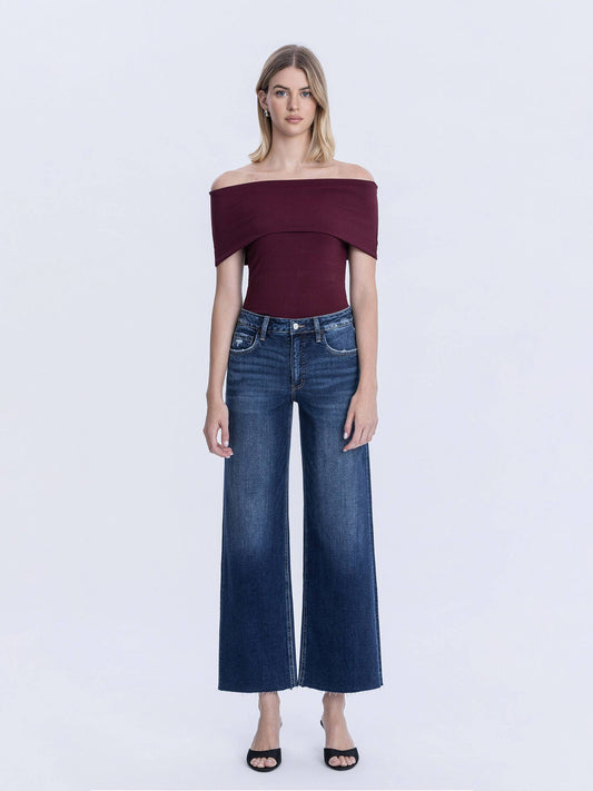 TUMMY CONTROL SUPER HIGH RISE WIDE LEG JEANS