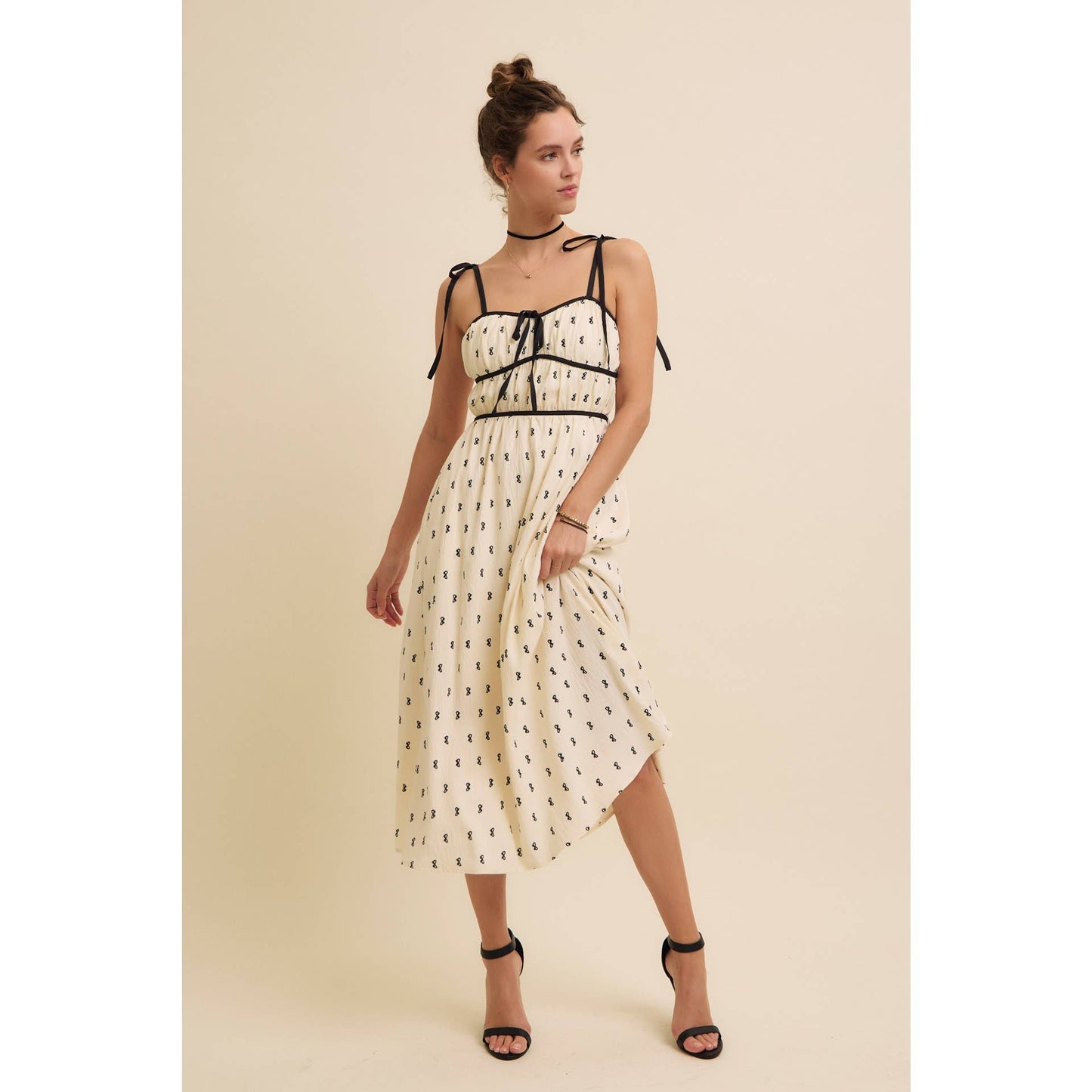 Bow-Printed Midi Dress