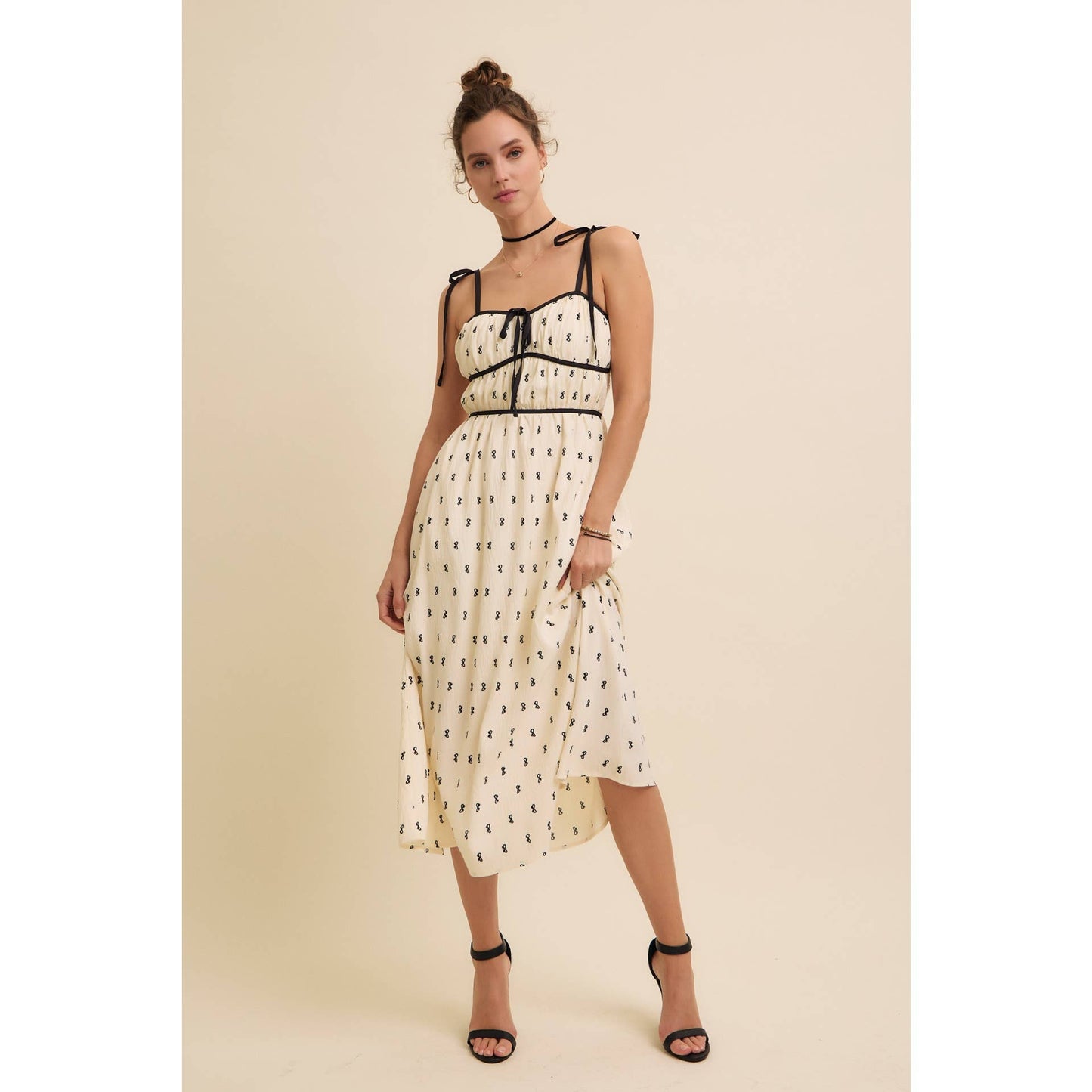 Bow-Printed Midi Dress