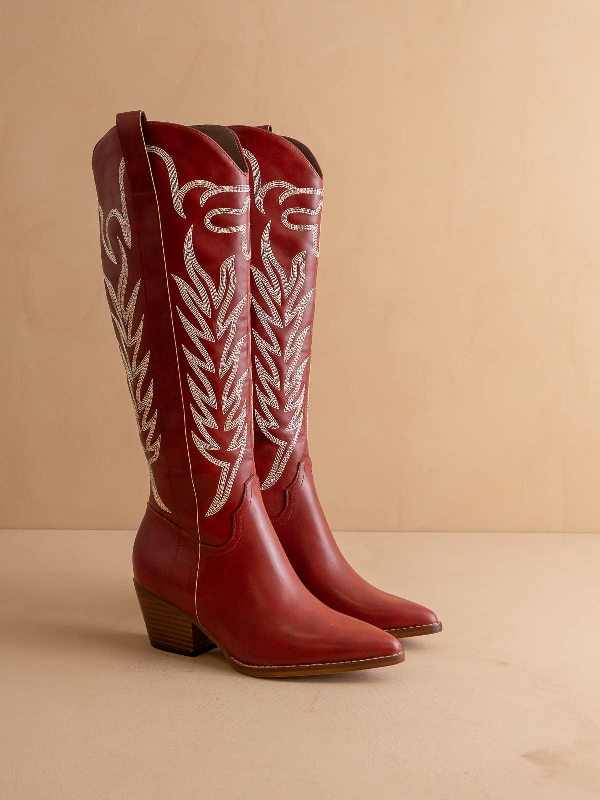 The Samara | Red Embroidered Tall Boot