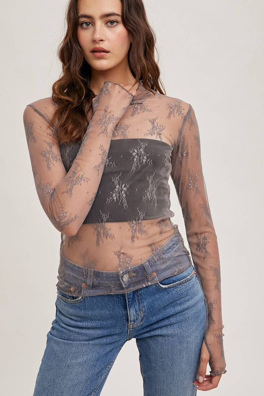 The Mauve Mesh Petal Top